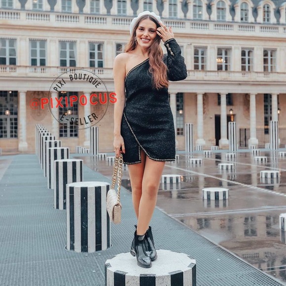 ZARA ASYMMETRIC TEXTURED GOLD BUTTON MINI DRESS BLACK - Picture 7 of 14